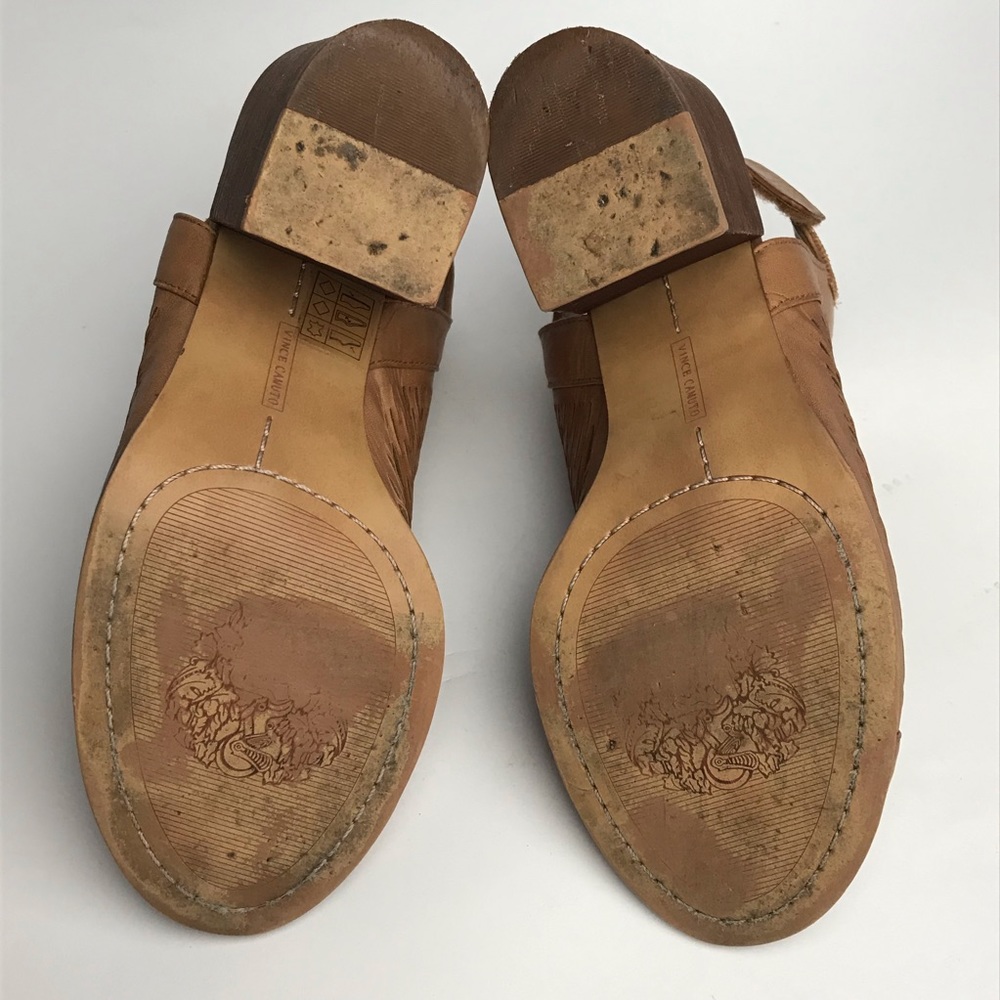 Vince Camuto Lavette Peep Toe Ankle Booties Brown - Picture 7 of 8